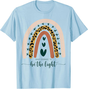 Be The Light Boho Rainbow Christian Scripture Religious Cute Small T-Shirt - T-Shirt | Light Blue