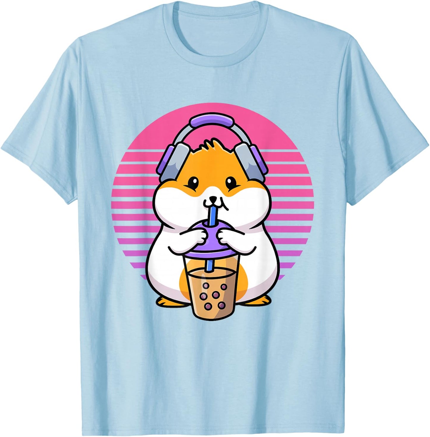 Retro Boba And KPop Shirt Kawaii Hamster K-Pop Merchandise T-Shirt - T-Shirt | Light Blue