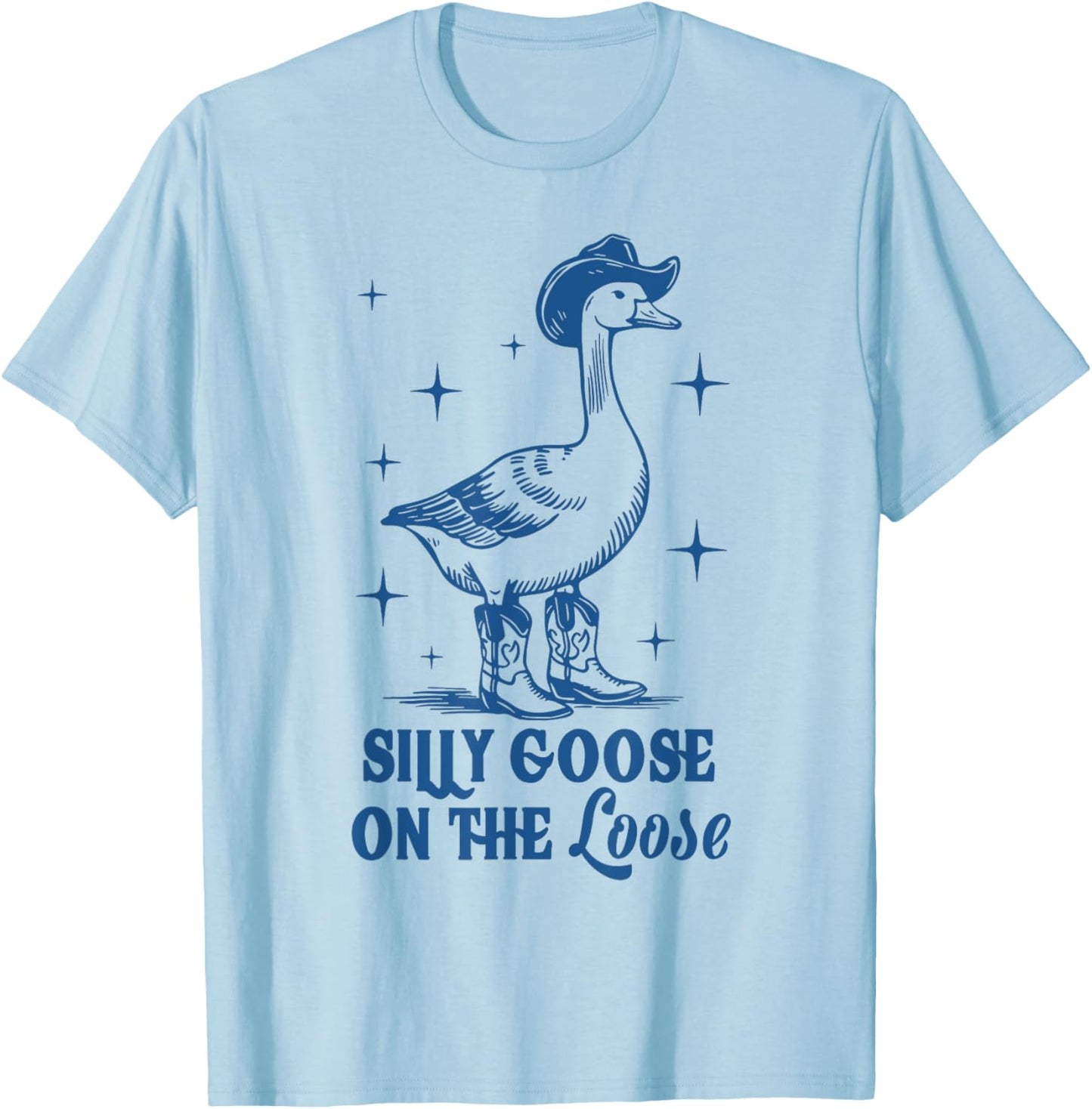Funny Goose Cowgirl Graphic For Girl Women T-Shirt - T-Shirt | Light Blue