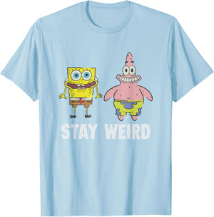 SpongeBob SquarePants Stay Weird Funny Faces Buddies T-Shirt - T-Shirt | Light Blue