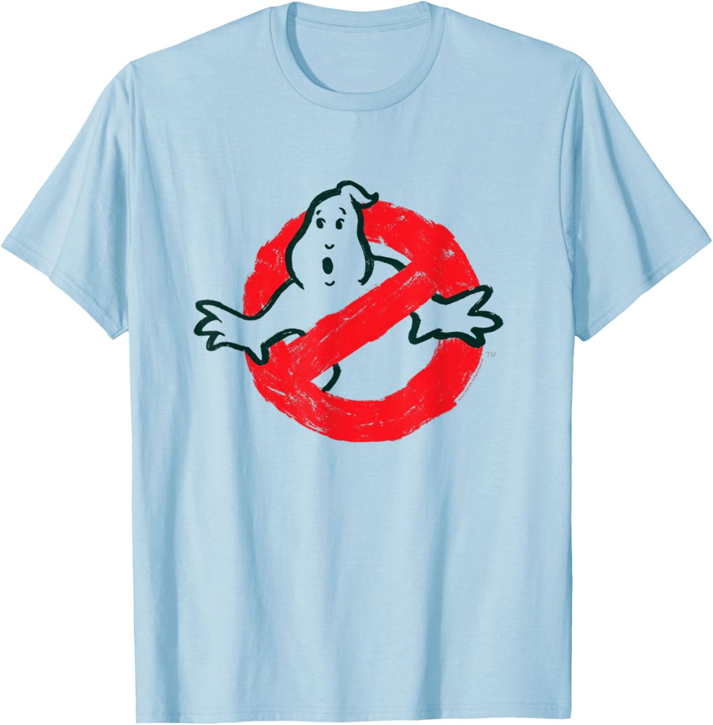 Ghostbusters No Ghost Logo Sketch Retro Movie T-Shirt - T-Shirt | Light Blue