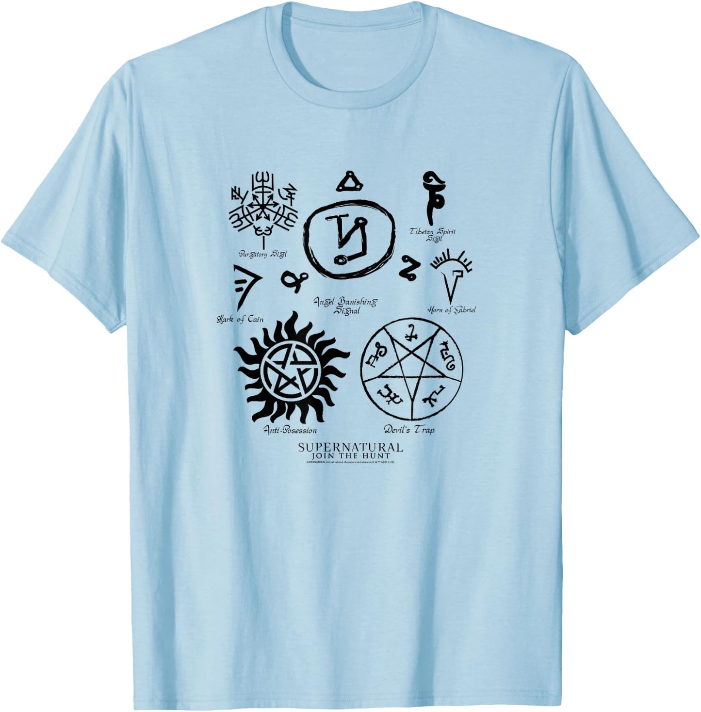 Supernatural Sigils and Symbols T-Shirt - T-Shirt | Light Blue