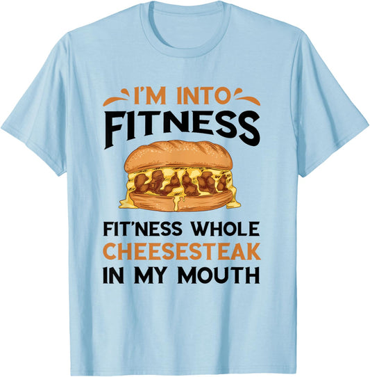 Cheesesteak Fitness Philadelphia Sandwich Philly Cheesesteak T-Shirt - T-Shirt | Light Blue