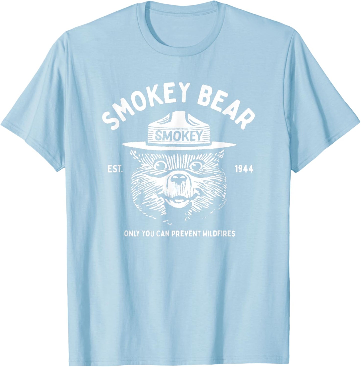 Vintage Smokey Bear Logo Only You Can Prevent Wildfires T-Shirt - T-Shirt | Light Blue