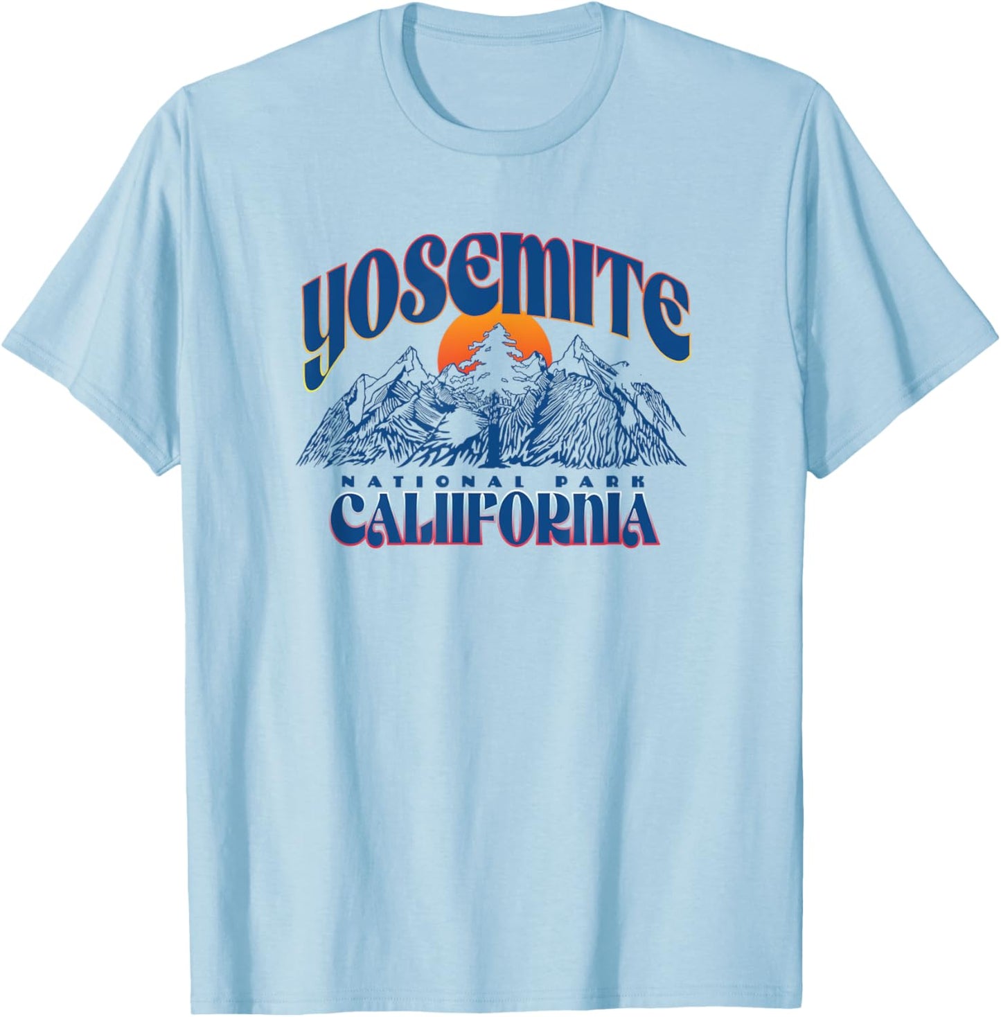 Yosemite National Park Retro Graphic T-Shirt - T-Shirt | Light Blue