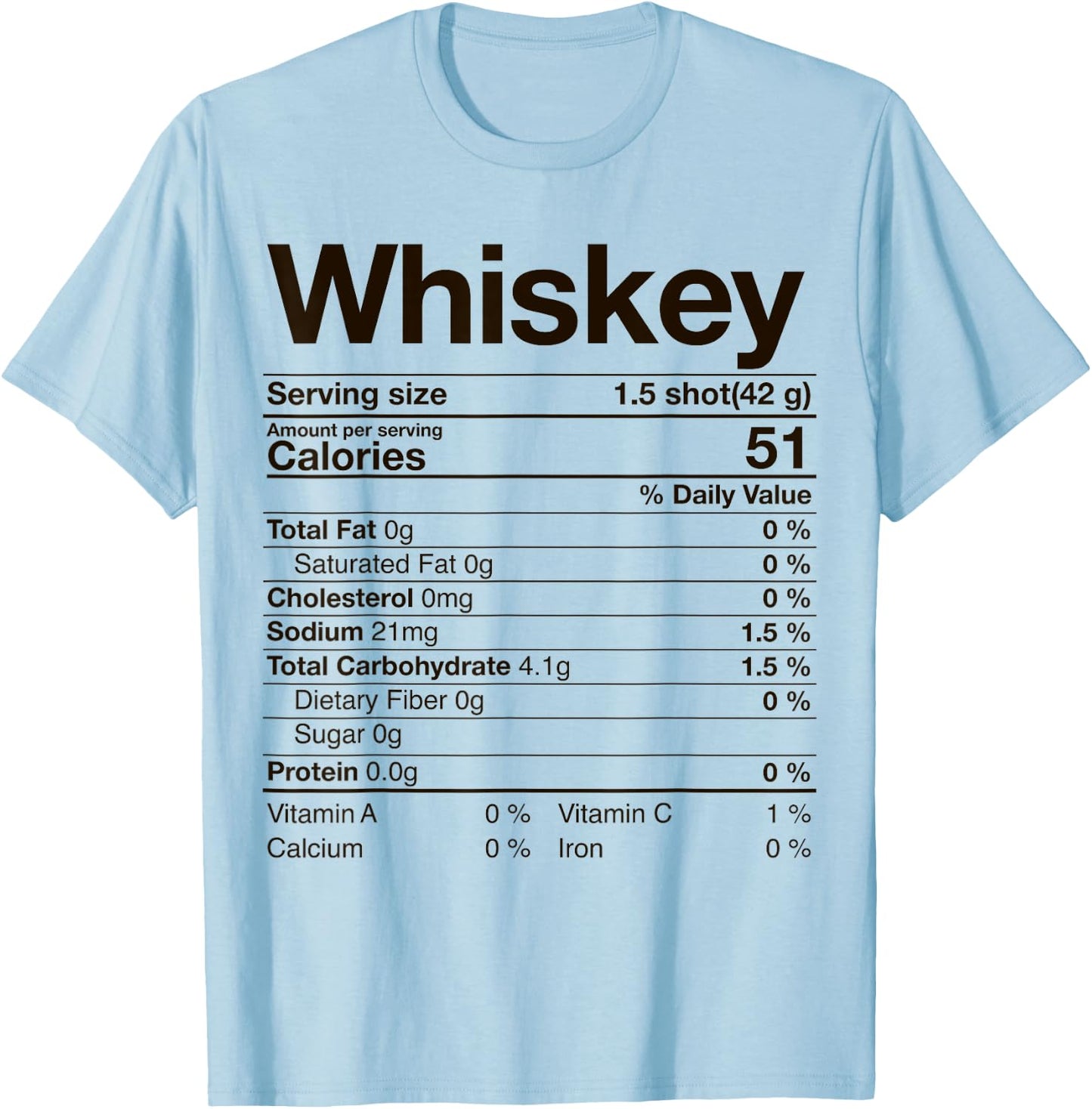 Whiskey Nutrition Facts Thanksgiving Gift Drinking Costume T-Shirt - T-Shirt | Light Blue