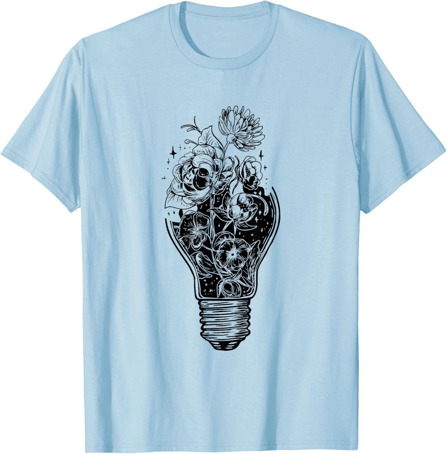 Flower Light Bulb of Power Tree Peace For Hippies T-Shirt - T-Shirt | Light Blue