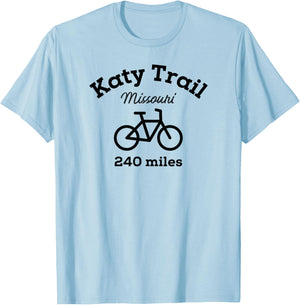 Katy Trail Missouri Bike 240 miles T-Shirt - T-Shirt | Light Blue