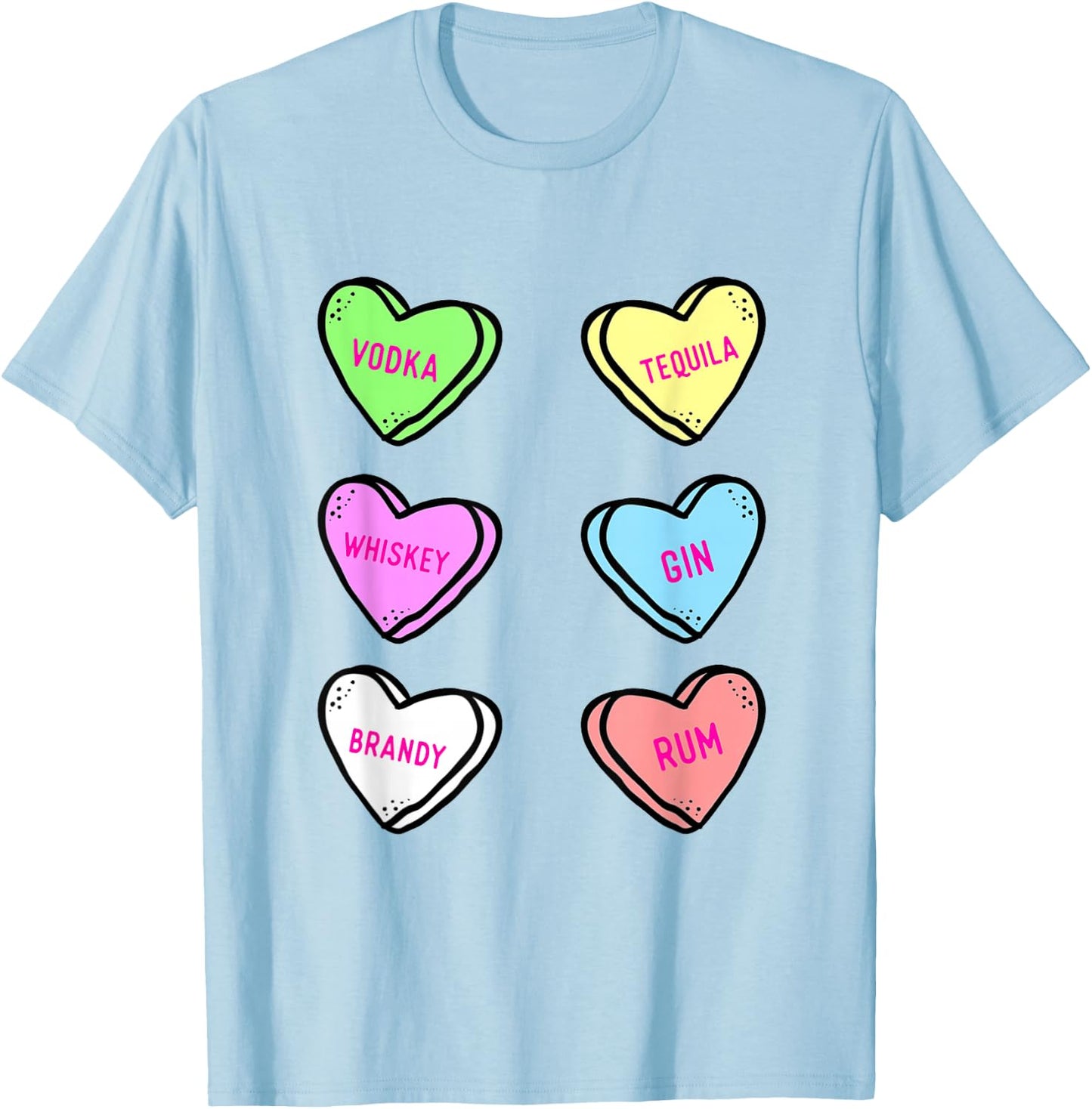 Valentines Day Hearts Drinking Liquor Lovers Anti Valentine T-Shirt - T-Shirt | Light Blue