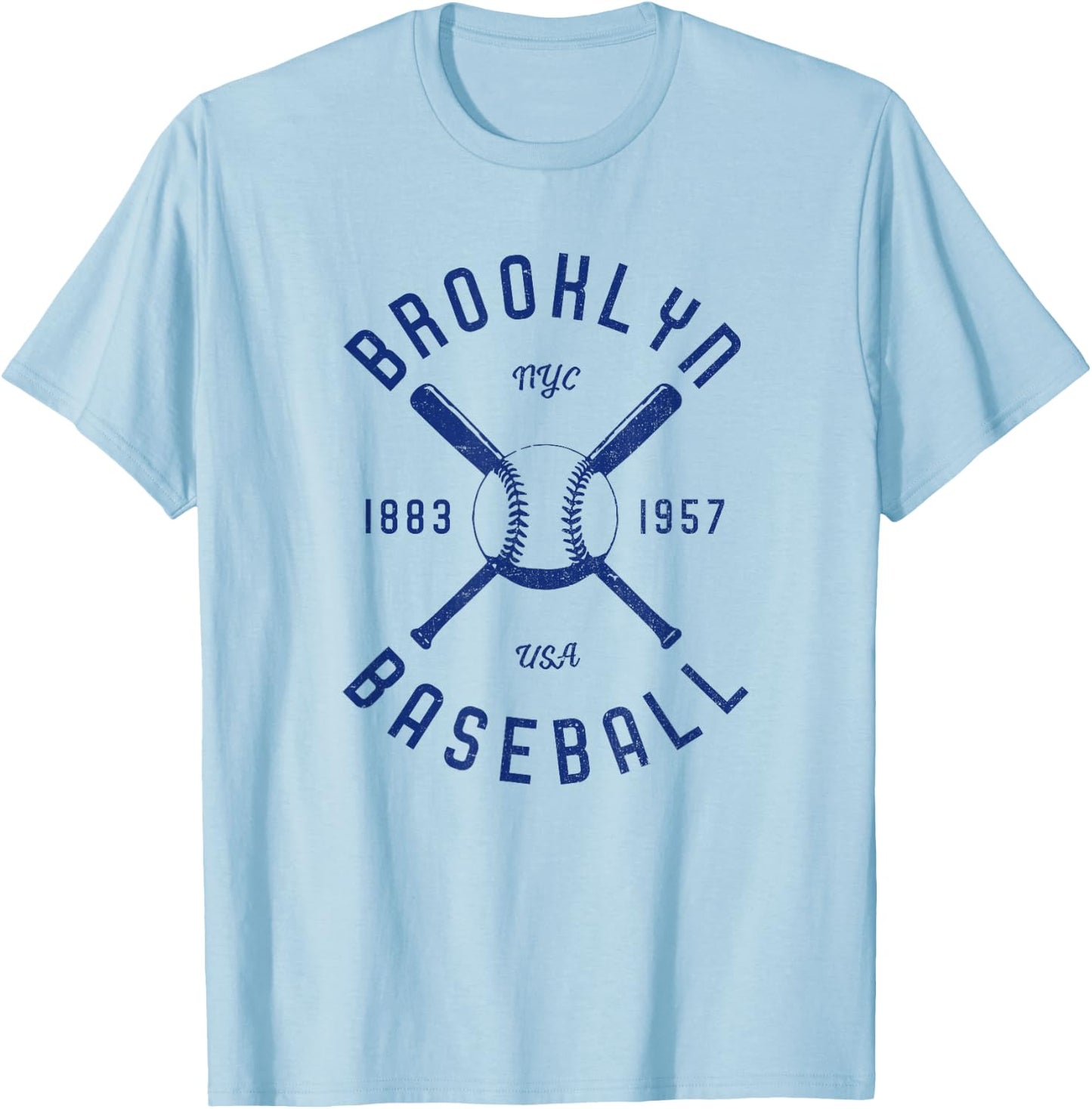 Brooklyn Baseball | Vintage | Distressed | NYC T-Shirt - T-Shirt | Light Blue
