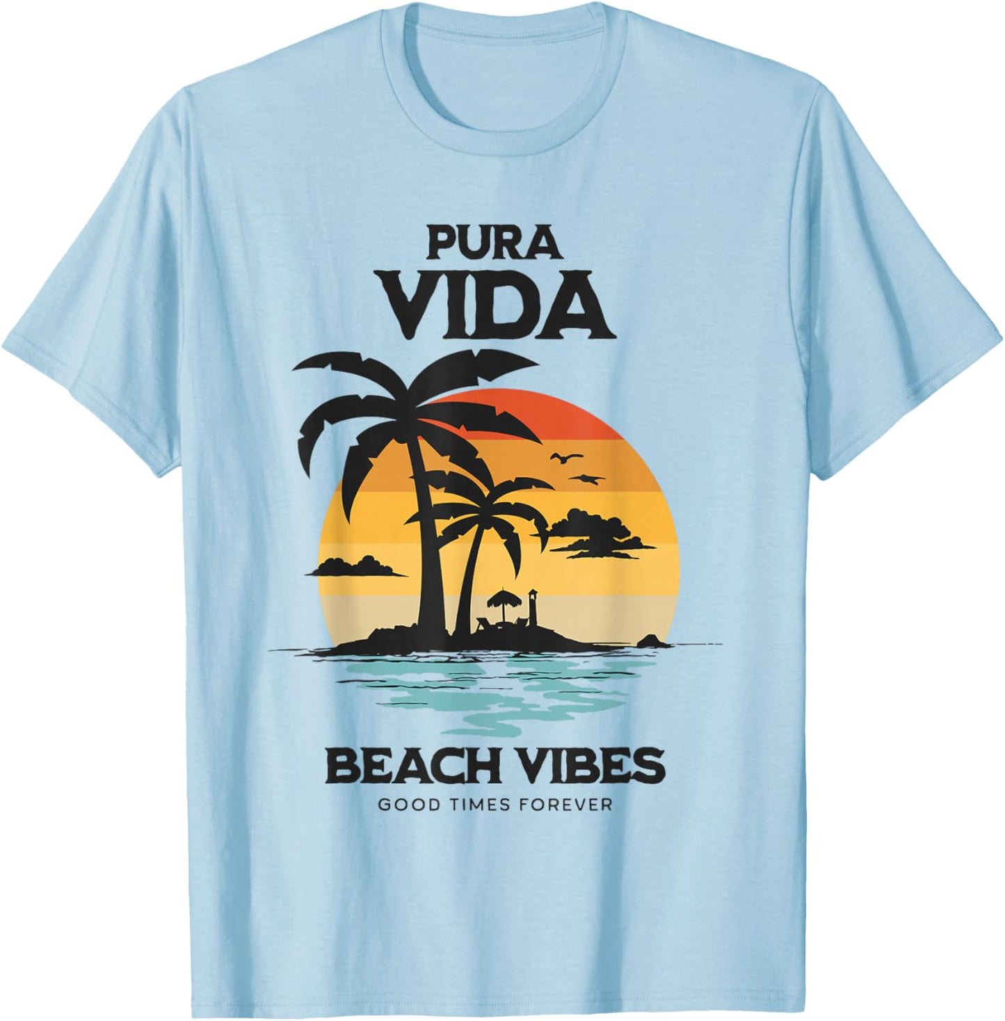 Pura Vida Surfing, Costa Rica, Surfing Pura Vida T-Shirt - T-Shirt | Light Blue