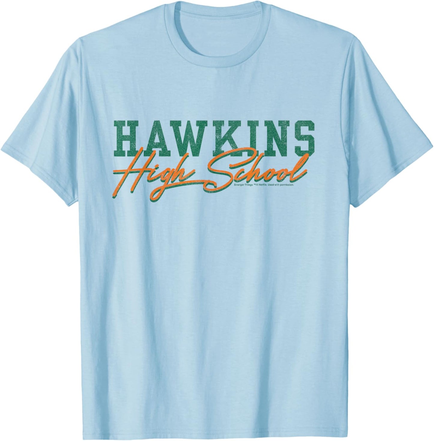 Stranger Things Hawkins High School Retro Logo T-Shirt - T-Shirt | Light Blue