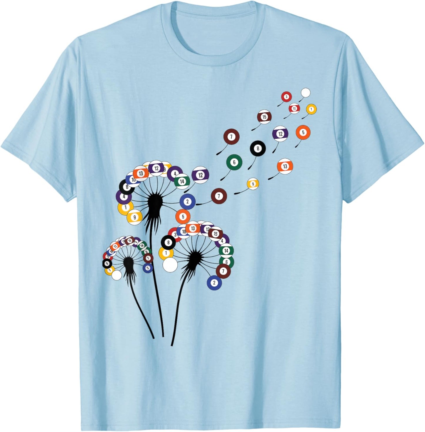 Dandelion Billiard Shirt Billiard Player | Billiards T-Shirt - T-Shirt | Light Blue
