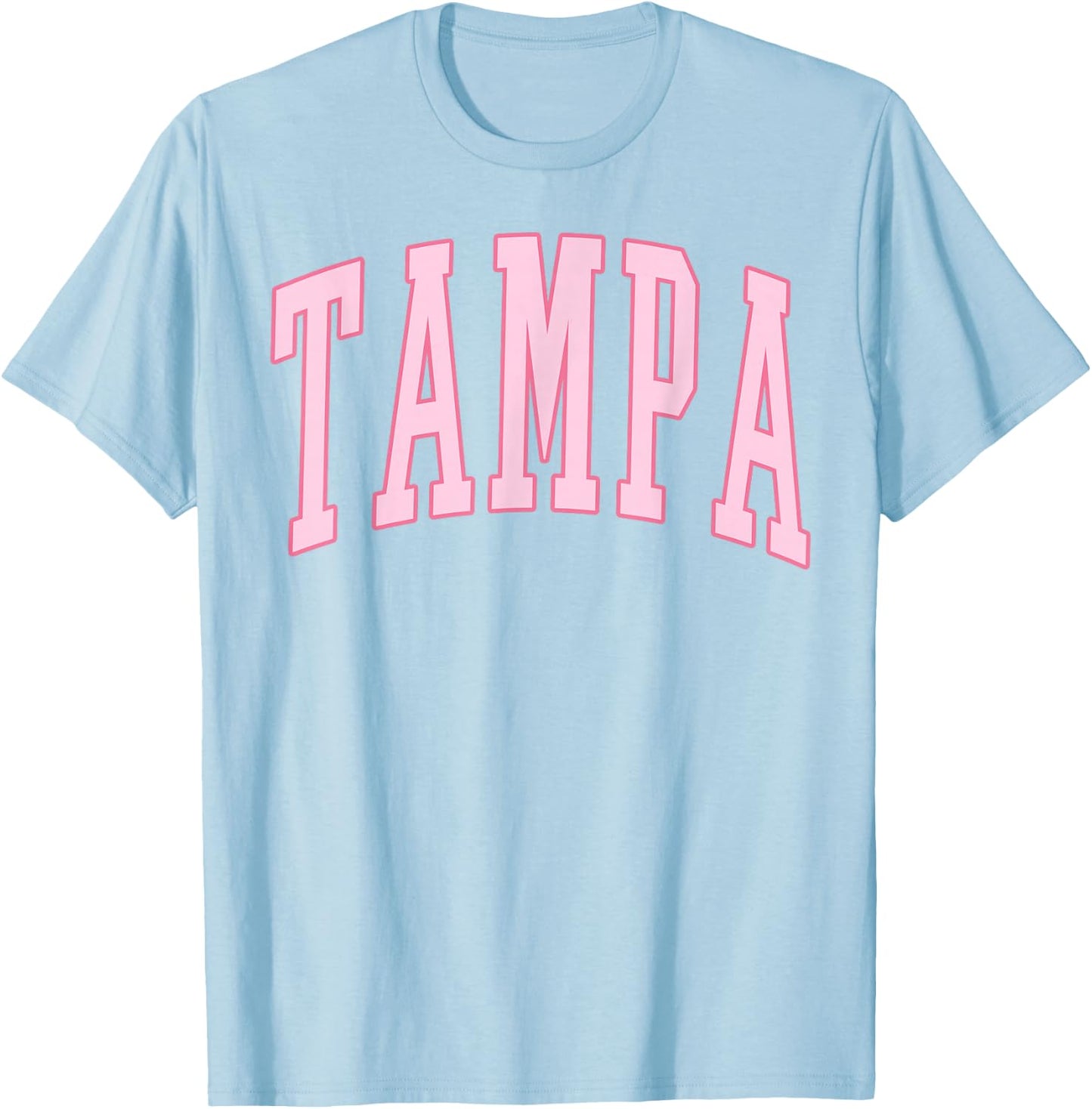 Tampa Vintage Preppy Varsity Pink Sports T-Shirt - T-Shirt | Light Blue