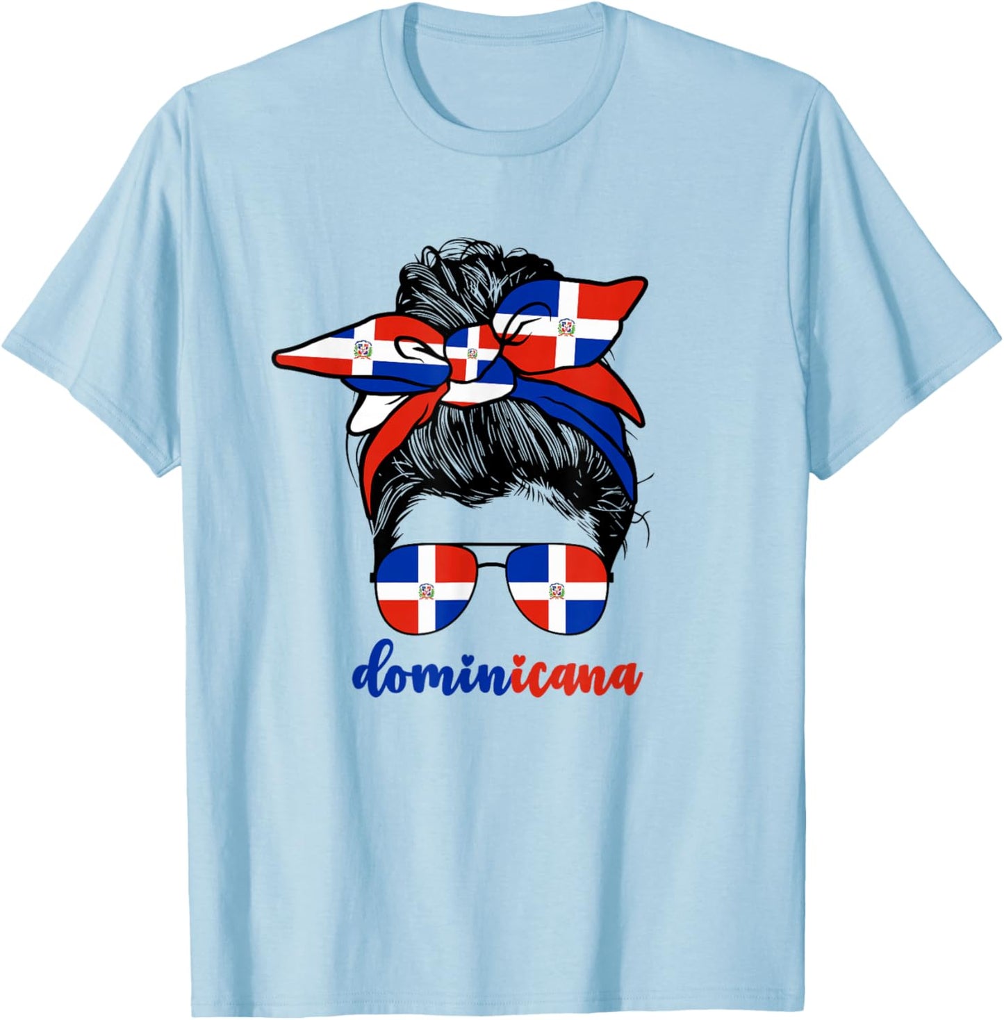 Cute Dominican Girl Women Republica Dominicana Flag Republic T-Shirt - T-Shirt | Light Blue