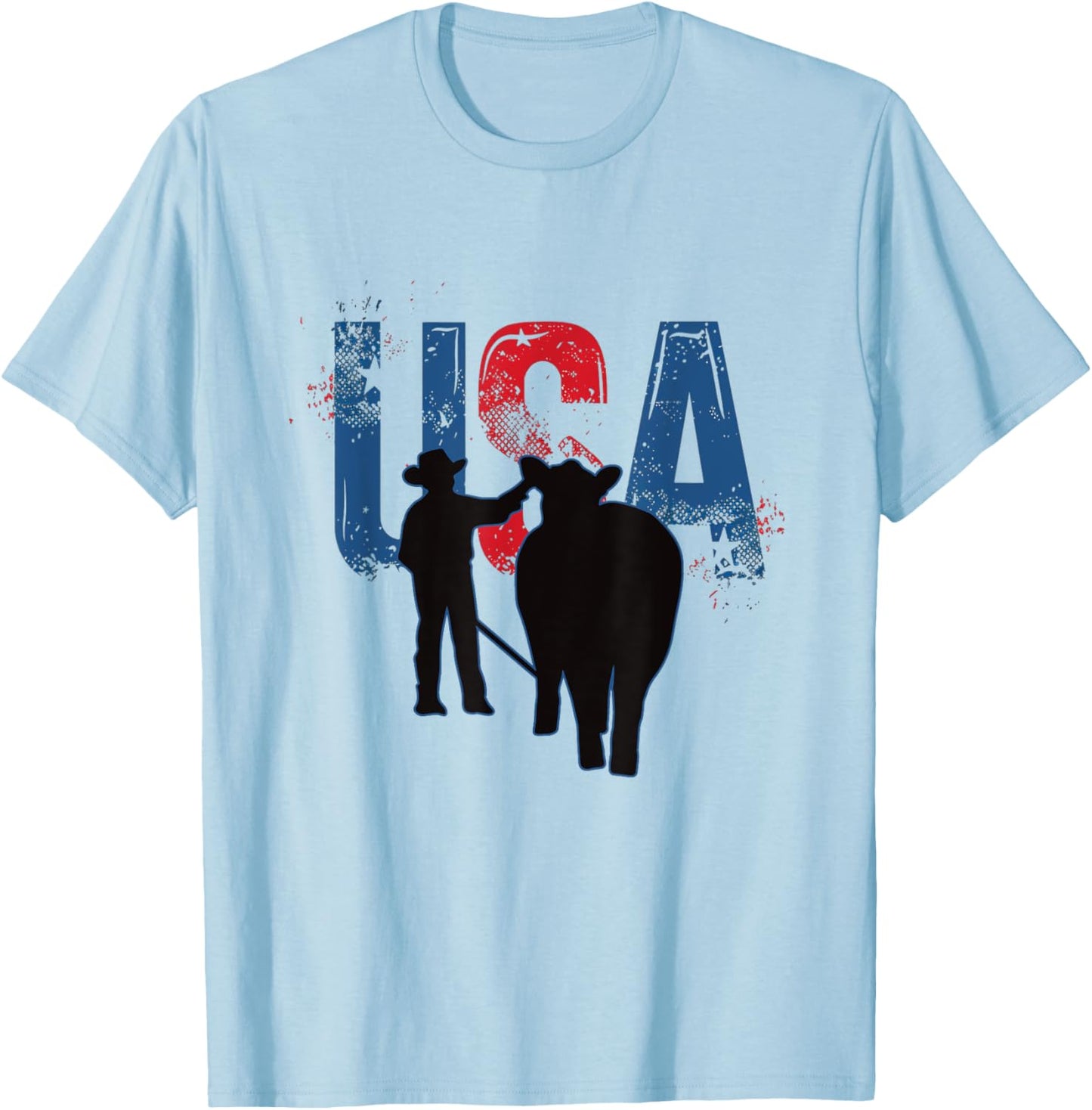 STOCK SHOW KID - Patriotic American USA Flag Farming T-Shirt - T-Shirt | Light Blue