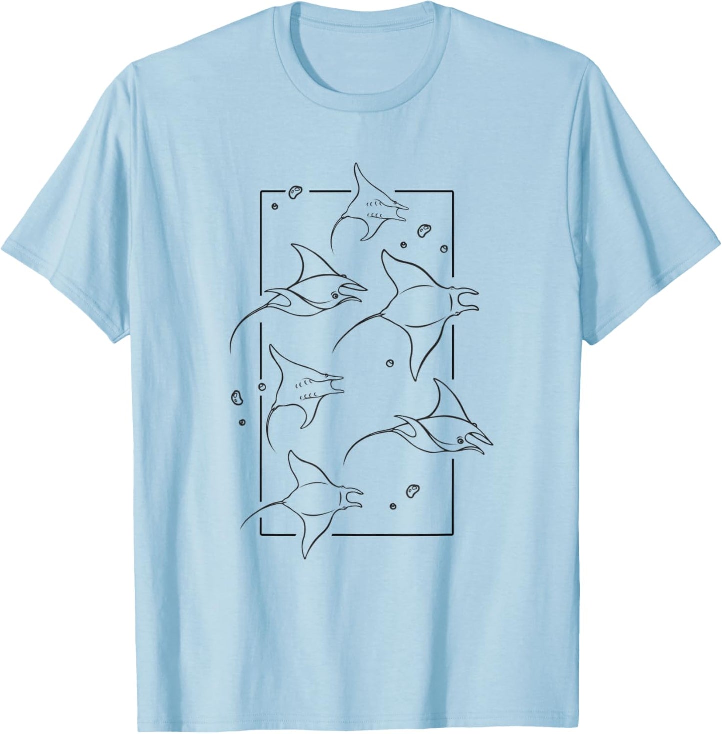 Devil Stingray Mobula Manta Ray Fish Swim in a Shoal T-Shirt - T-Shirt | Light Blue