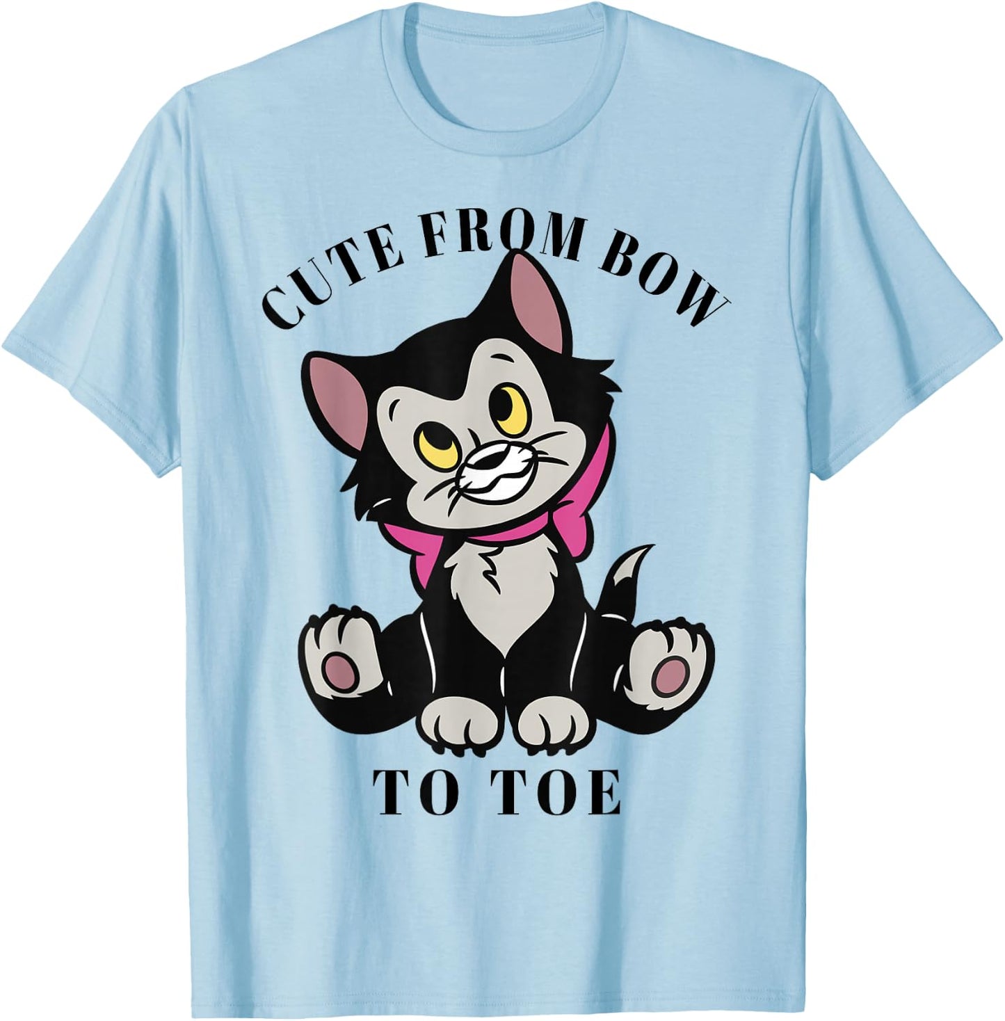 Disney Pinocchio Figaro Cute from Bow to Toe T-Shirt - T-Shirt | Light Blue