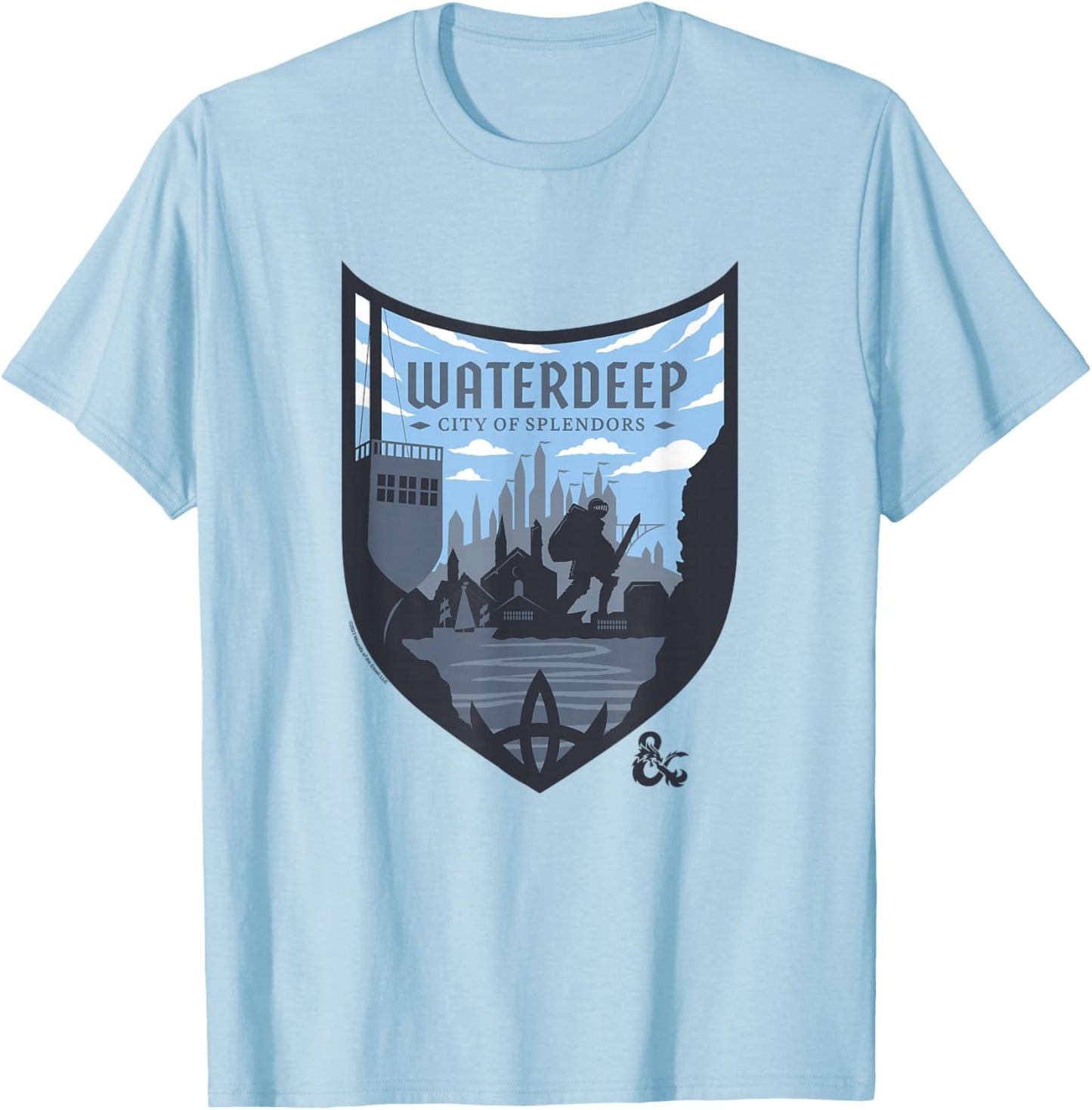 Dungeons & Dragons Waterdeep City Of Splendors Shield Logo T-Shirt - T-Shirt | Light Blue