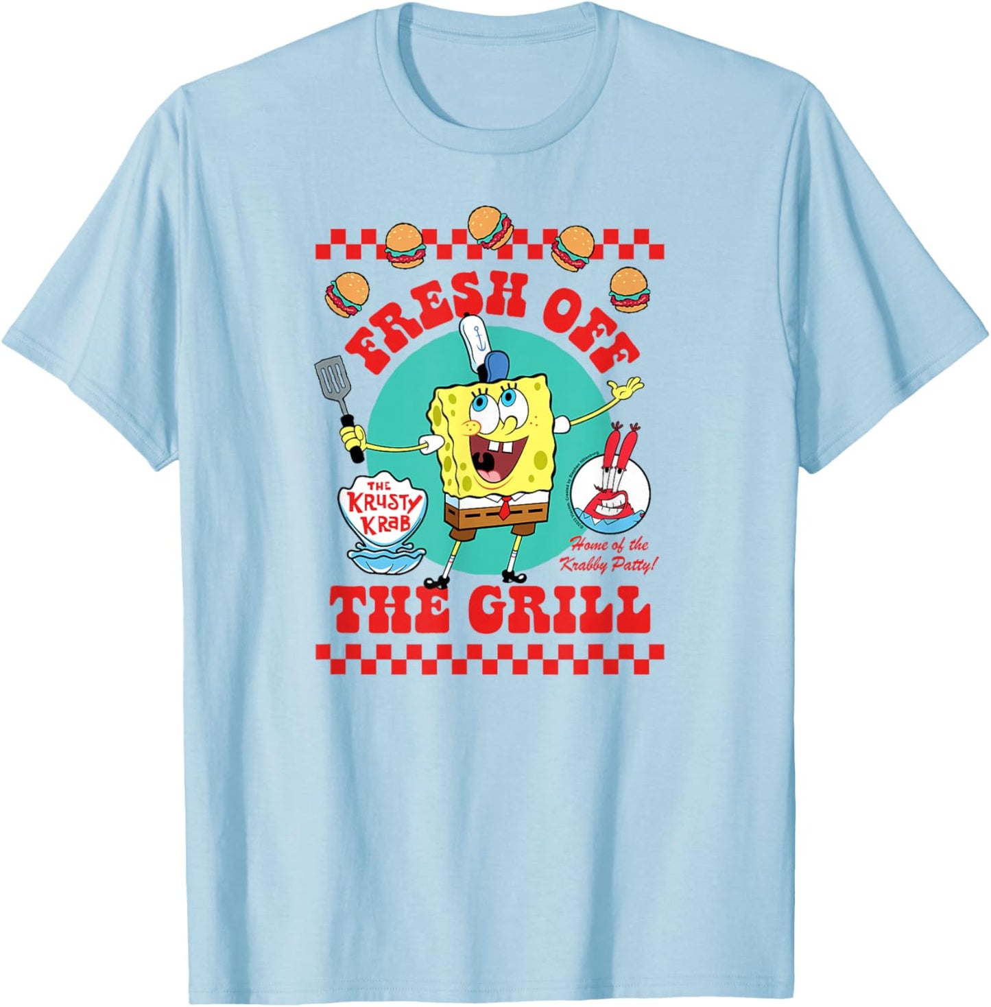 SpongeBob SquarePants - Krabby Patty Fresh Off The Grill T-Shirt - T-Shirt | Light Blue