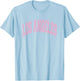 Los Angeles Arched Style Text White with Pink Print T-Shirt - T-Shirt | Light Blue