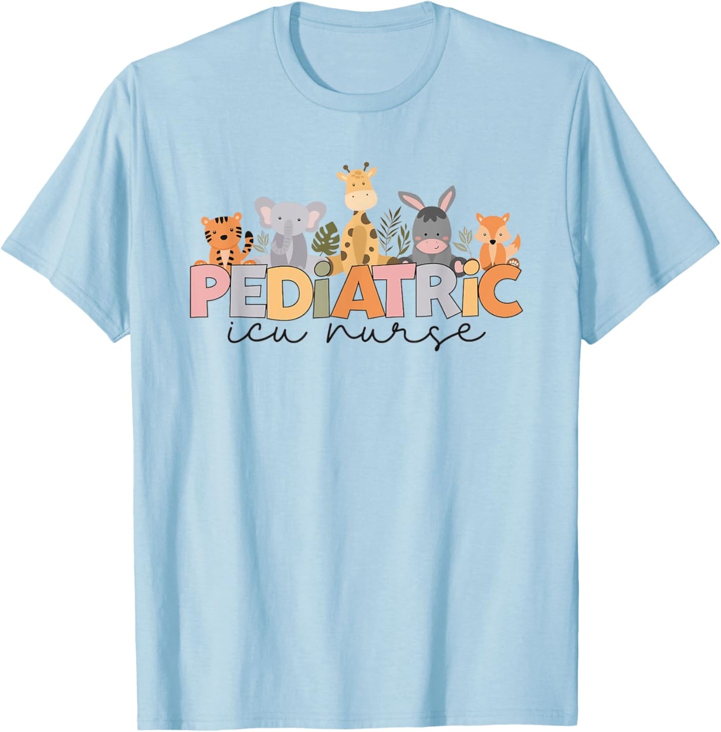Pediatric ICU Nurse PICU Nurse Animals Nurse appreciation T-Shirt - T-Shirt | Light Blue