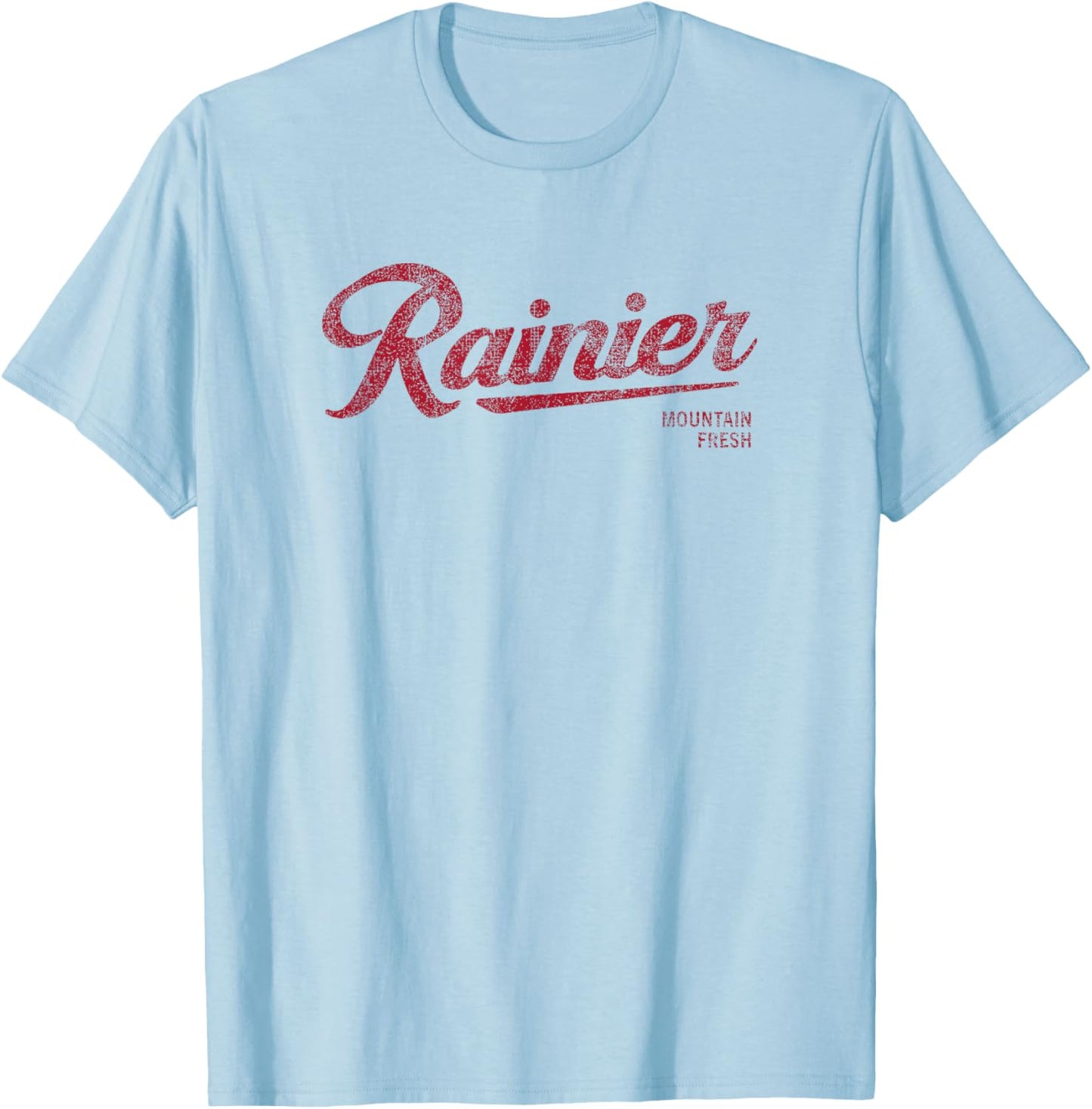 Rainier Beer Mountain Fresh Logo - Authentic Vintage Look T-Shirt - T-Shirt | Light Blue