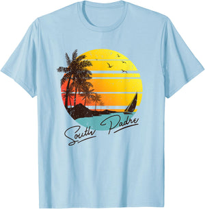 South Padre Island Texas Retro Summer Tropical Beach T-Shirt - T-Shirt | Light Blue
