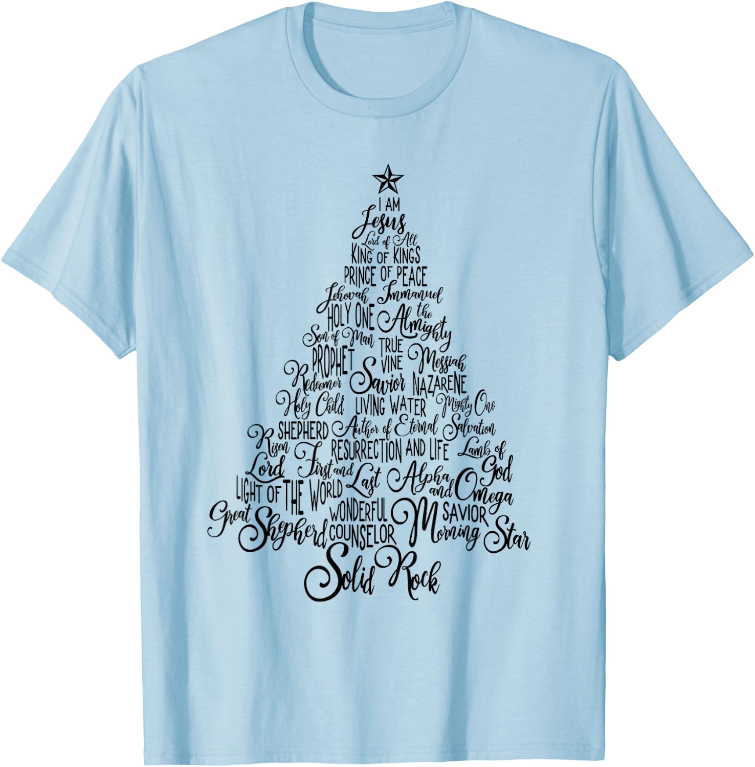 Names Of Jesus Christmas Tree Gift Amazing Xmas Tree Gift T-Shirt - T-Shirt | Light Blue