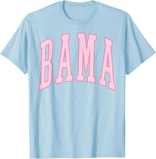 Alabama Bama Vintage Preppy Varsity Pink Sports T-Shirt - T-Shirt | Light Blue