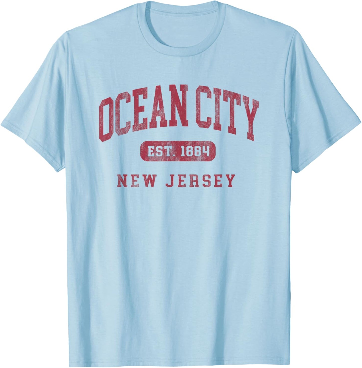 Ocean City New Jersey NJ Vintage Established Beach Souvenir T-Shirt - T-Shirt | Light Blue