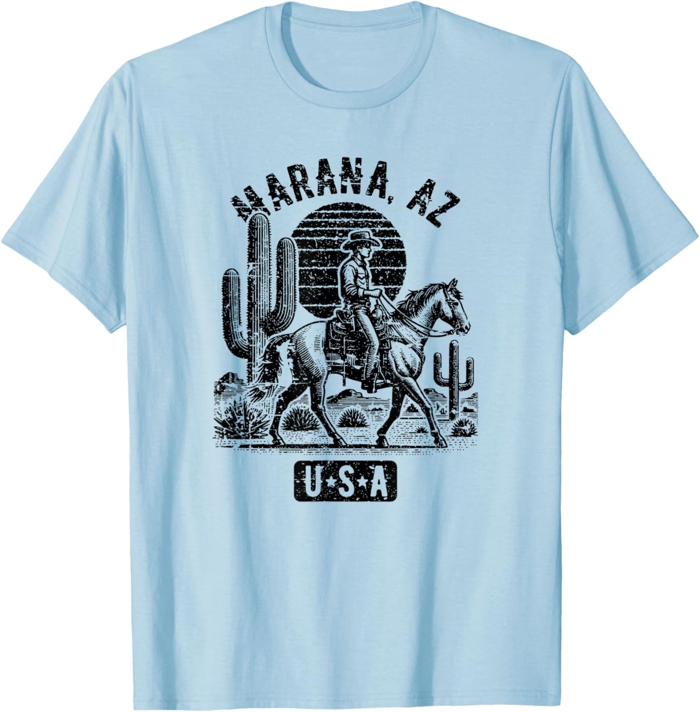 Marana Arizona USA Cowboy Horse Vintage Style Design T-Shirt - T-Shirt | Light Blue
