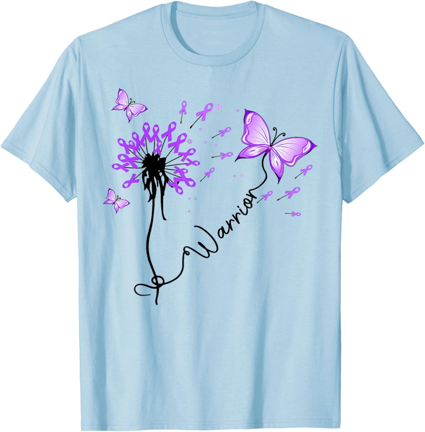 Pancreatic Cancer Warrior Pancreatic Cancer Purple Ribbon T-Shirt - T-Shirt | Light Blue