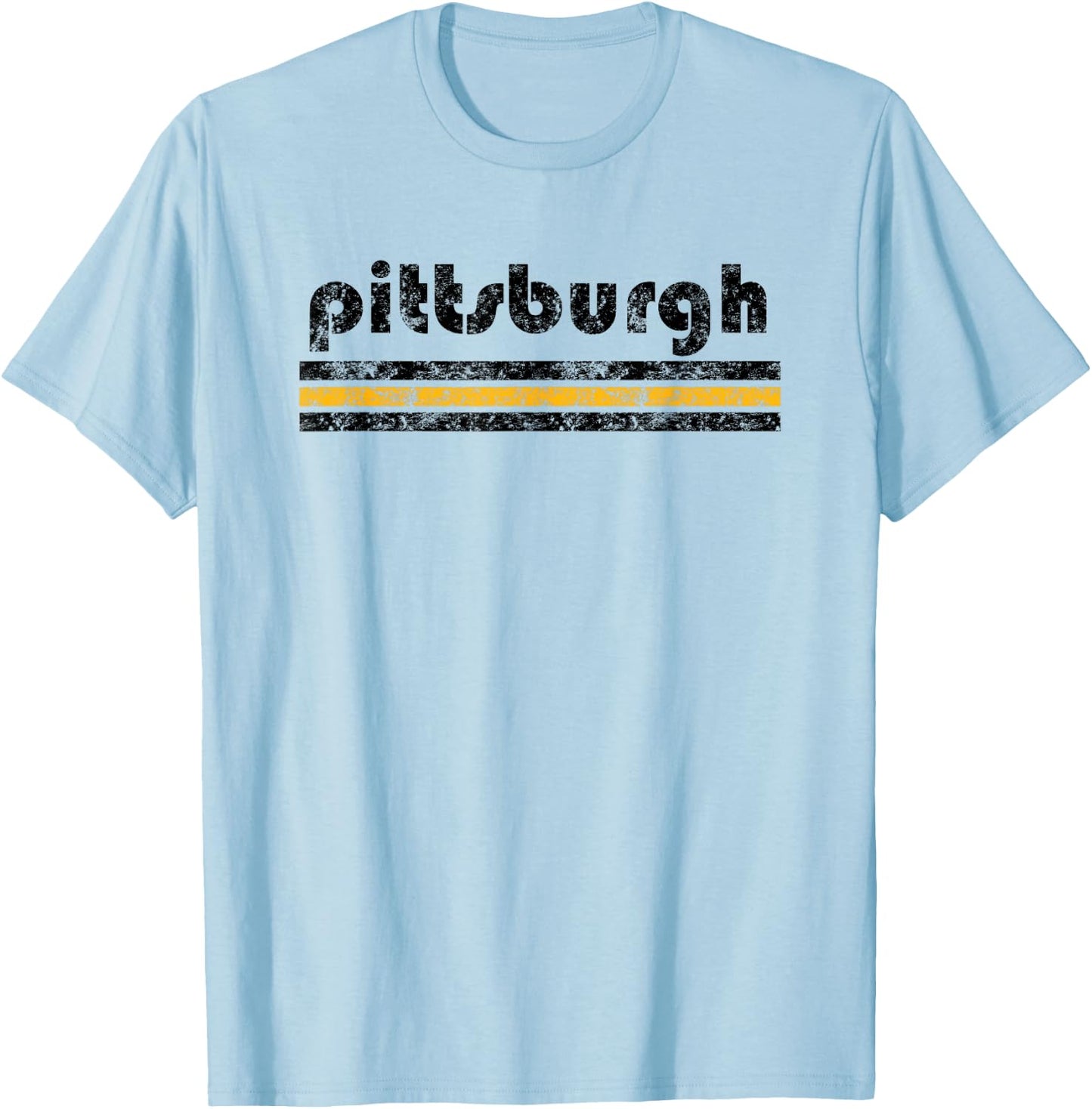 Pittsburgh Pennsylvania Retro Three Stripe Vintage T-Shirt - T-Shirt | Light Blue