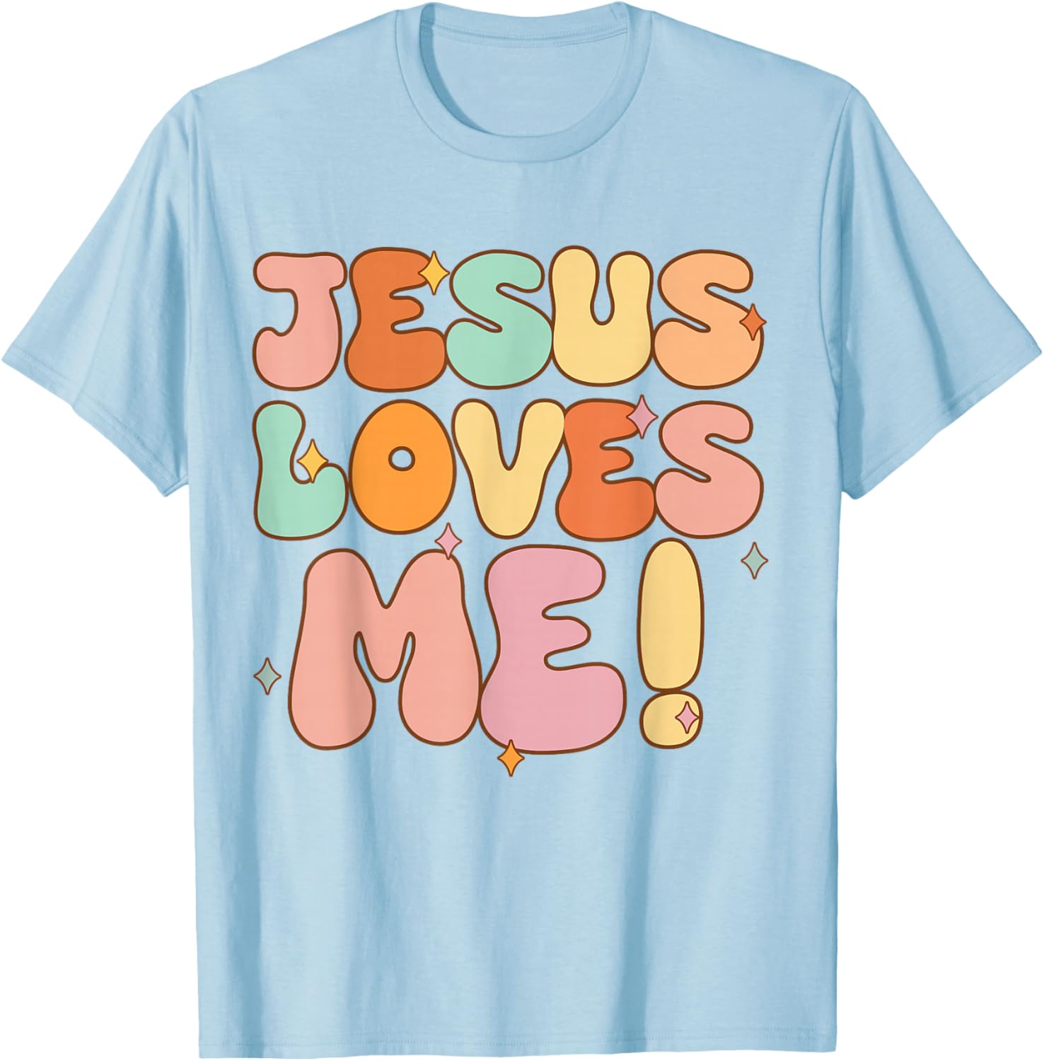 Women Jesus Loves Me-Shirt Groovy Toddler Girl Kid Christian T-Shirt - T-Shirt | Light Blue