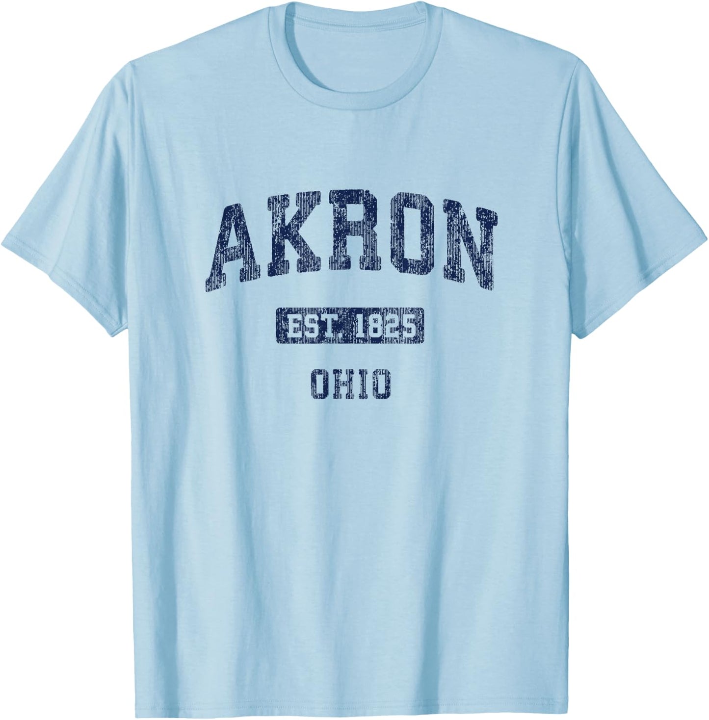 Akron Ohio Vintage Athletic Sports Design T-Shirt - T-Shirt | Light Blue
