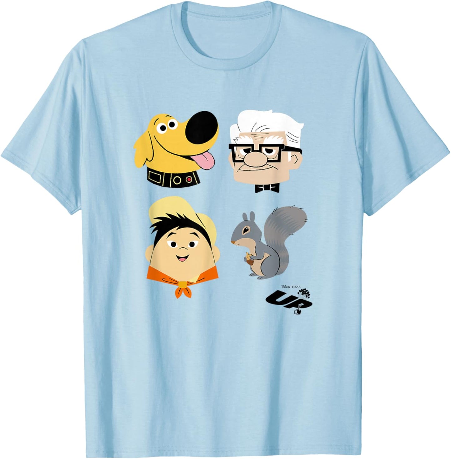 Disney Pixar Up Carl Russell Dug & Squirrel Group Shot T-Shirt - T-Shirt | Light Blue