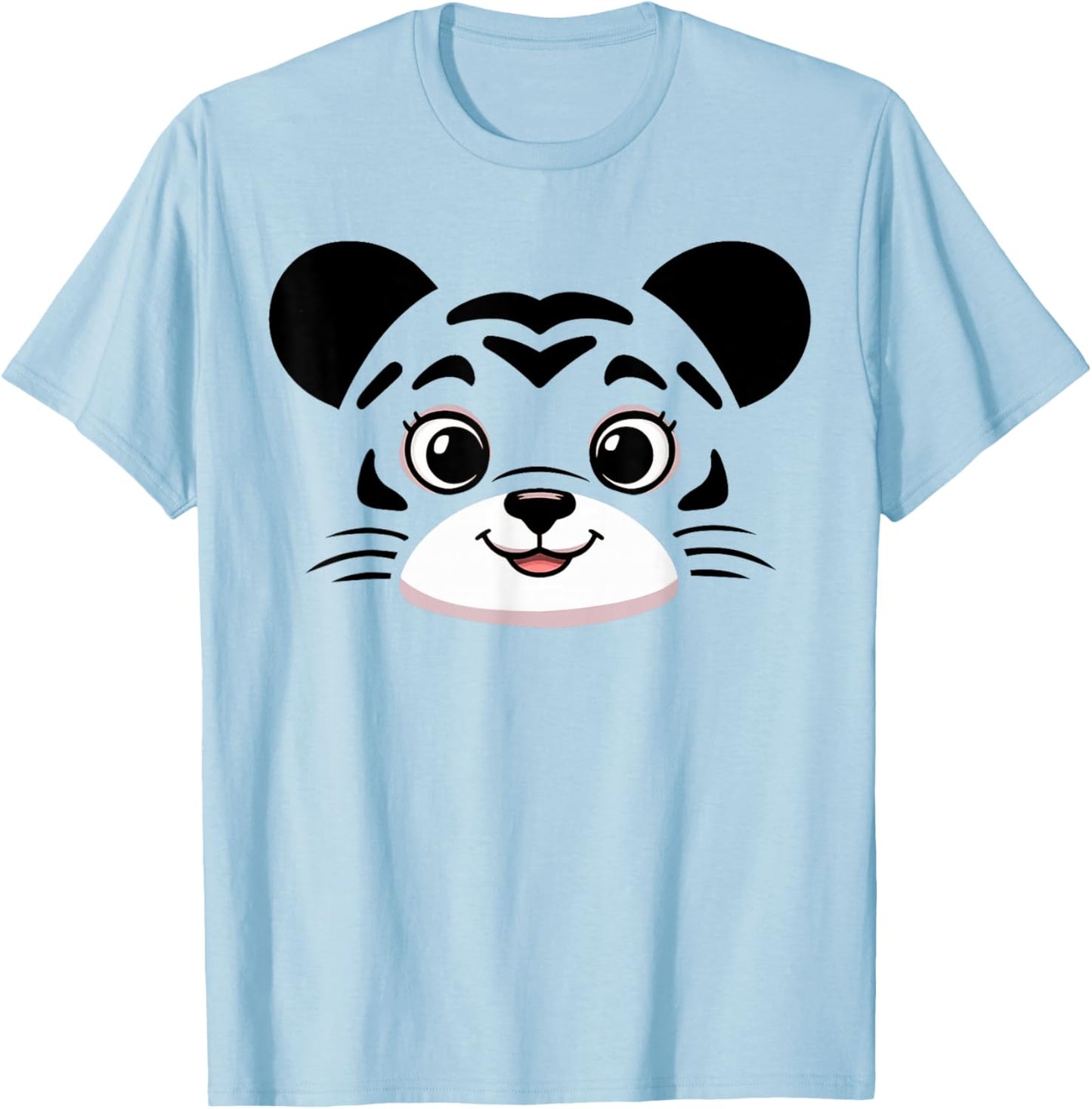 Tiger Costume Cute Rubber Tiger Face Halloween Men Women Kid T-Shirt - T-Shirt | Light Blue
