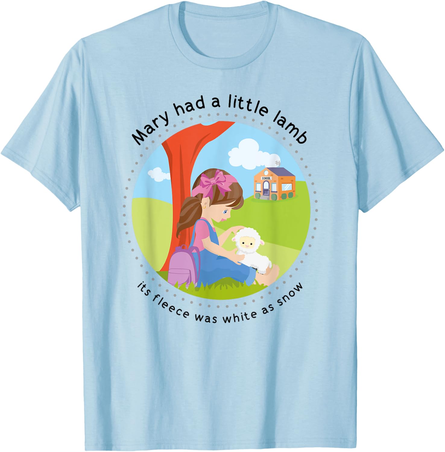 Mary had a Little Lamb English Nursery Rhyme Theme T-Shirt - T-Shirt | Light Blue