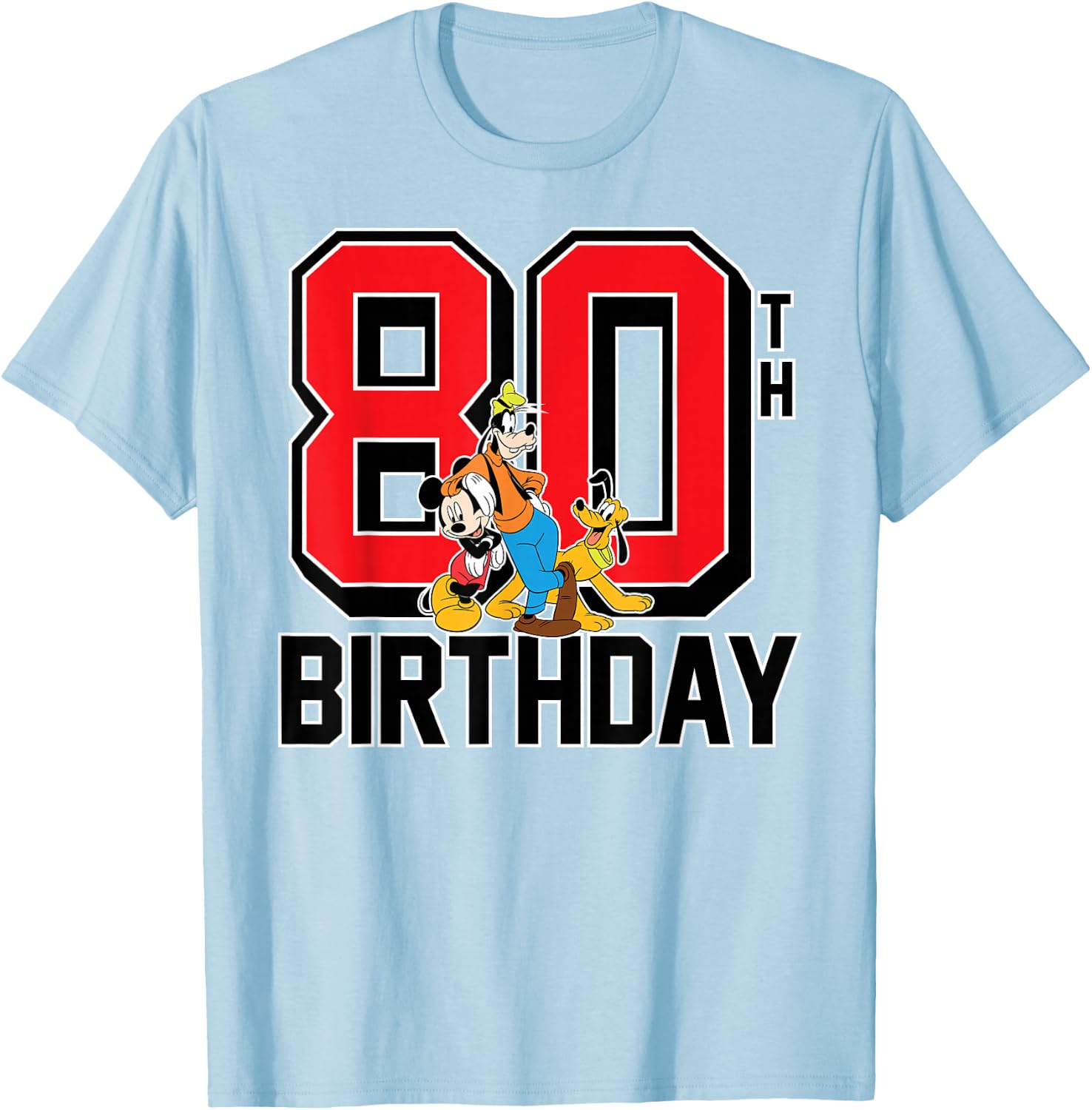 Mickey Mouse - Goofy Pluto 80th Birthday T-Shirt - T-Shirt | Light Blue