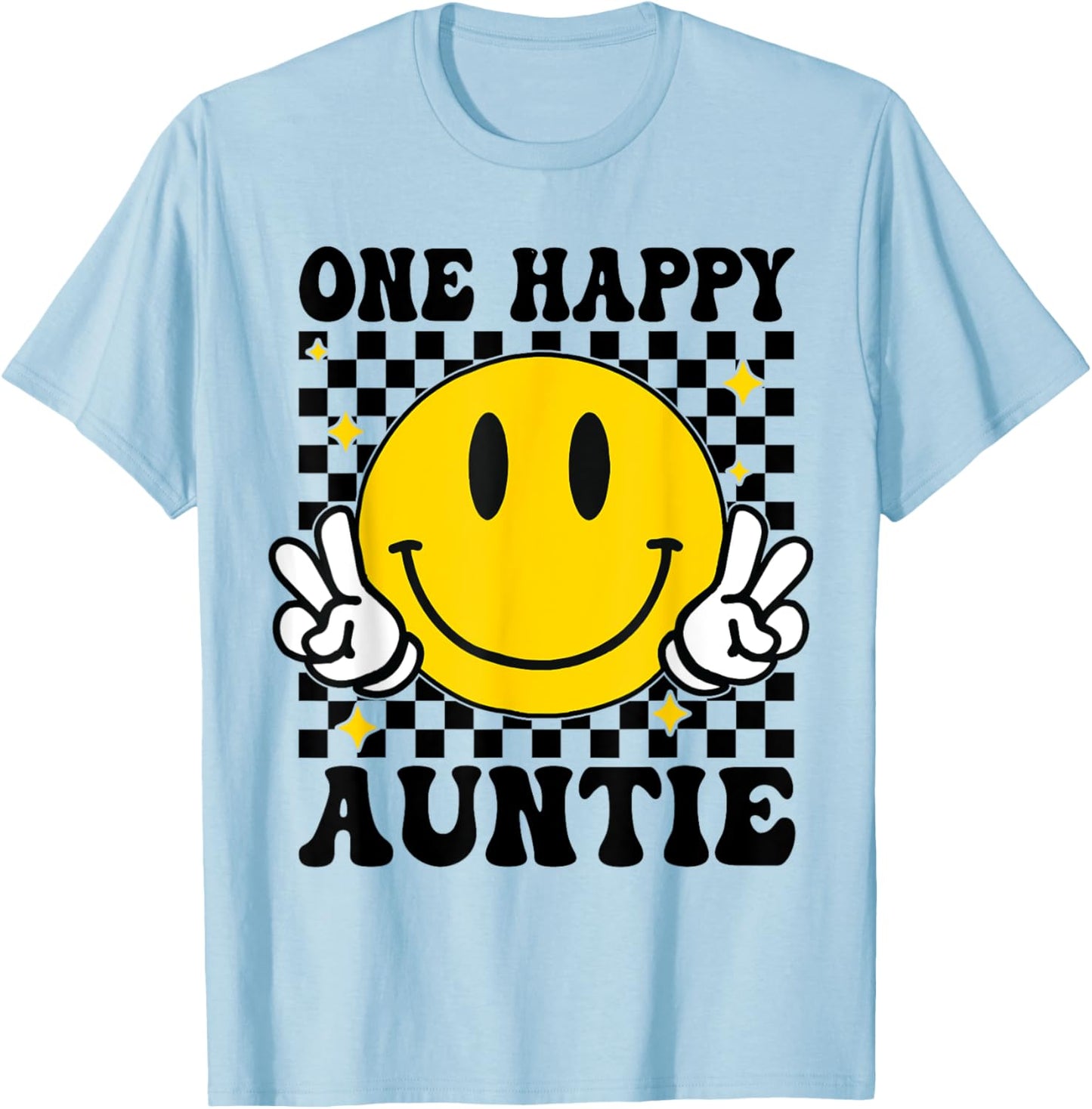 One Happy Dude Auntie happy face 1st Birthday Family T-Shirt - T-Shirt | Light Blue