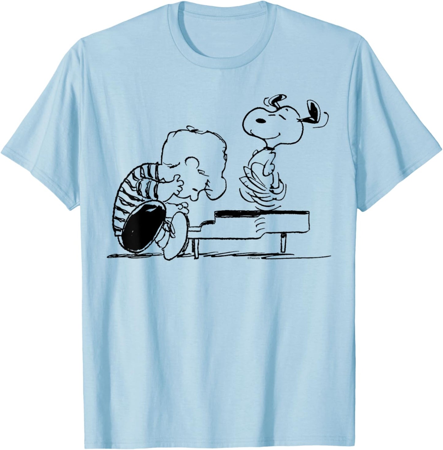 Peanuts - Schroeder And Snoopy Piano T-Shirt - T-Shirt | Light Blue
