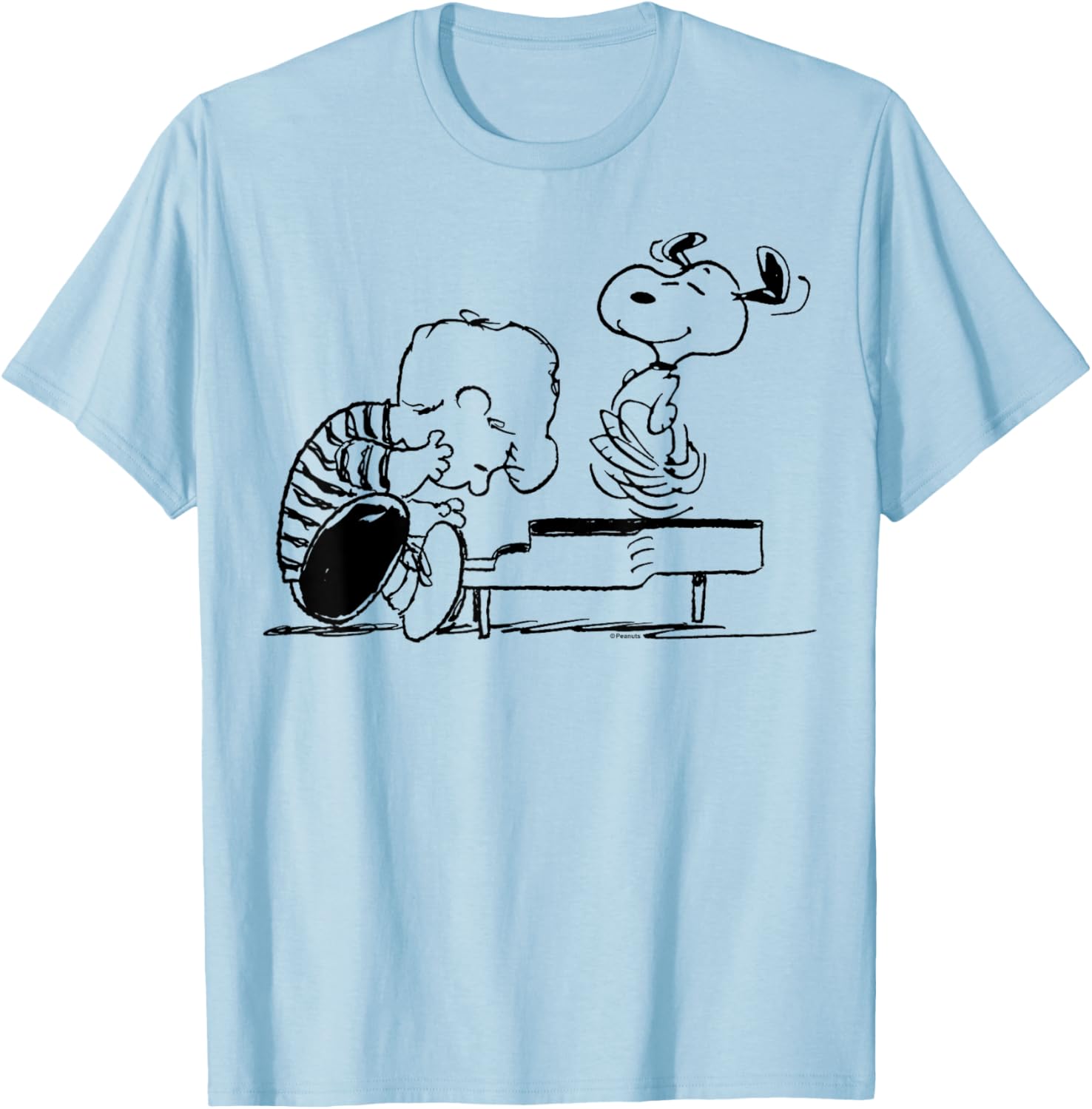 Peanuts - Schroeder And Snoopy Piano T-Shirt - T-Shirt | Light Blue