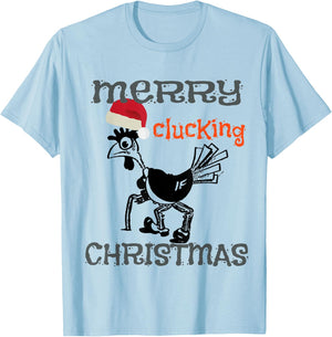 Merry Clucking Christmas Funny Christmas T-Shirt - T-Shirt | Light Blue