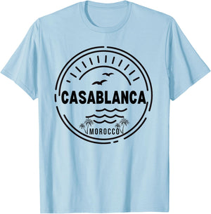 Casablanca Morocco Women Retro Vintage Style T-Shirt - T-Shirt | Light Blue