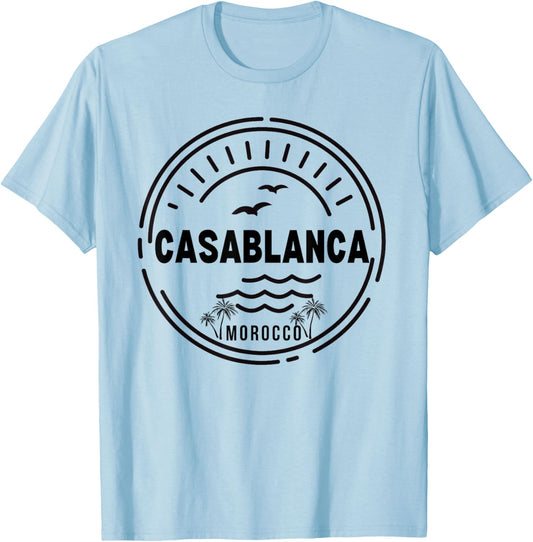 Casablanca Morocco Women Retro Vintage Style T-Shirt - T-Shirt | Light Blue
