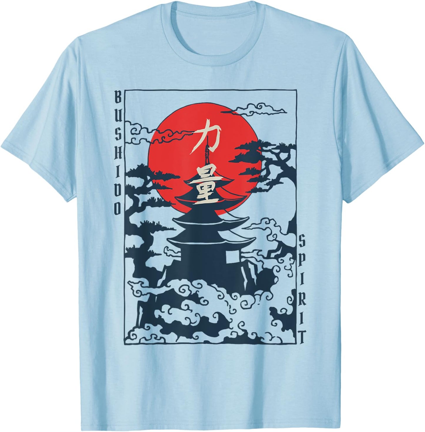 Bushido Samurai Japanese Retro Art Print Culture Gift T-Shirt - T-Shirt | Light Blue