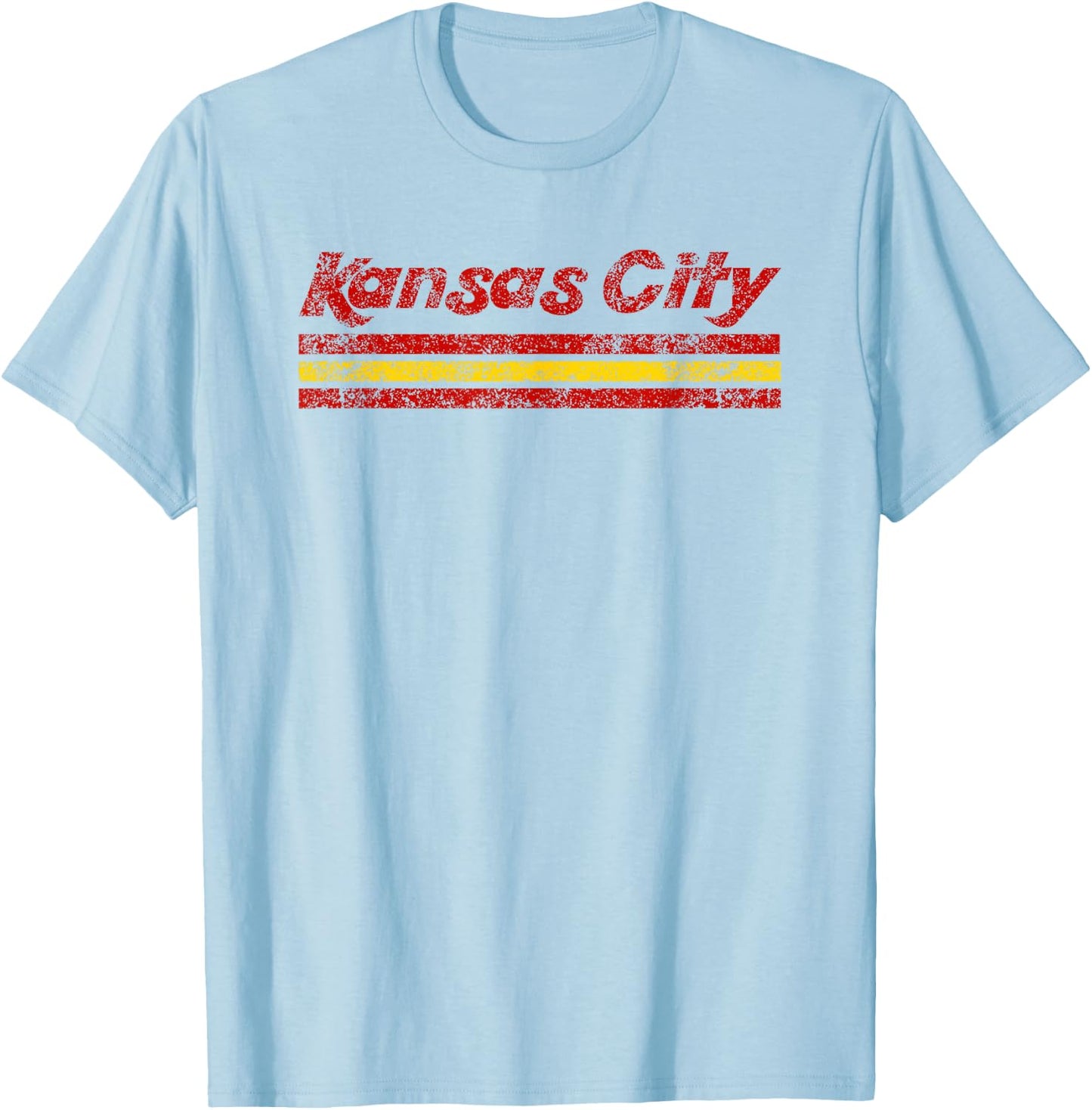 Kansas City Missouri Retro Vintage Weathered Throwback T-Shirt - T-Shirt | Light Blue