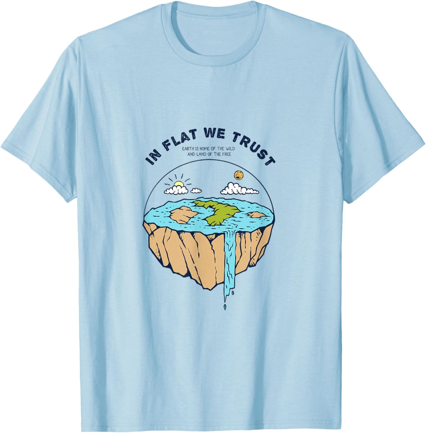 Flat Earth: Explore New Horizons , white, S T-Shirt - T-Shirt | Light Blue