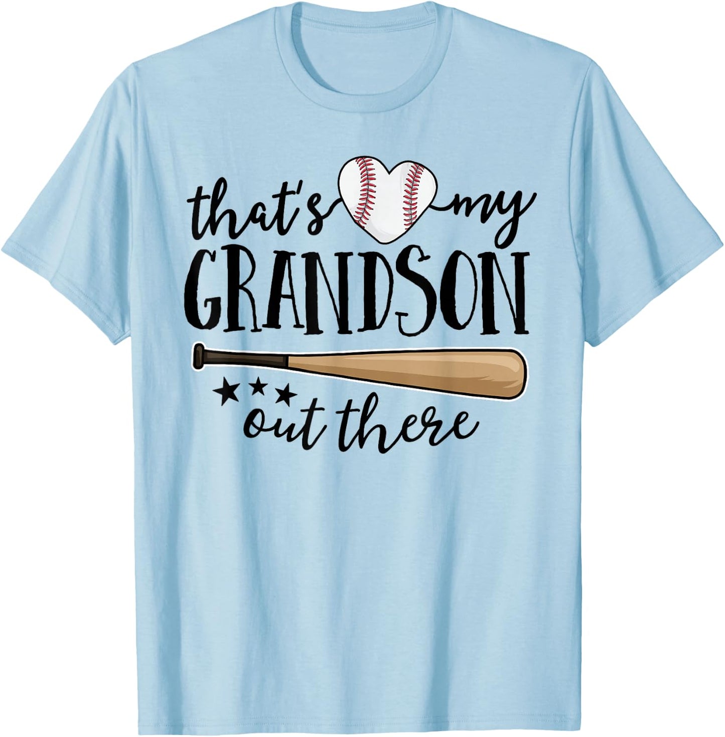 That's My Grandson Out There Gift Women Baseball Grandma T-Shirt - T-Shirt | Light Blue
